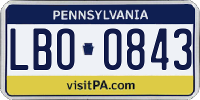 PA license plate LBO0843
