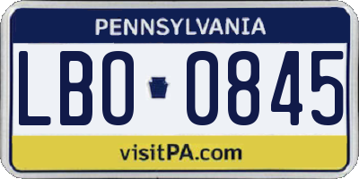 PA license plate LBO0845