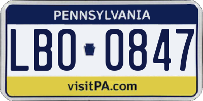 PA license plate LBO0847