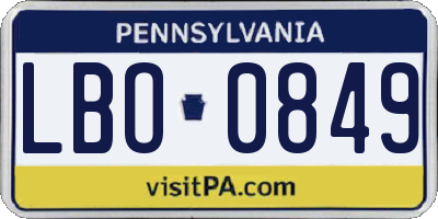 PA license plate LBO0849