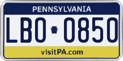 PA license plate LBO0850