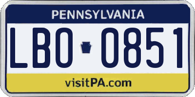 PA license plate LBO0851