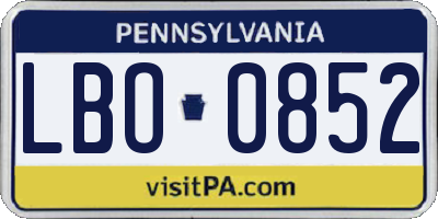 PA license plate LBO0852