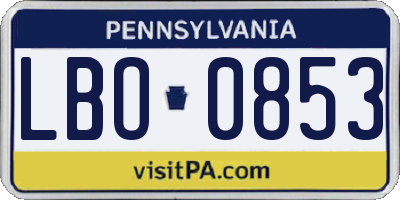 PA license plate LBO0853