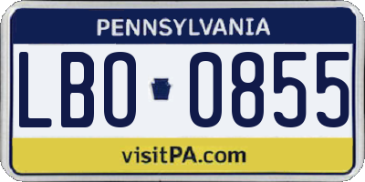 PA license plate LBO0855