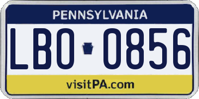 PA license plate LBO0856