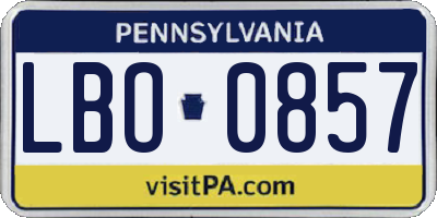 PA license plate LBO0857