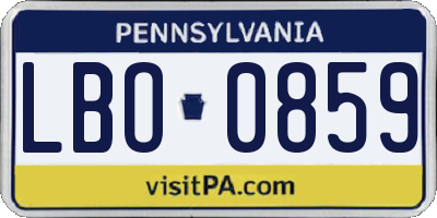PA license plate LBO0859