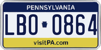 PA license plate LBO0864