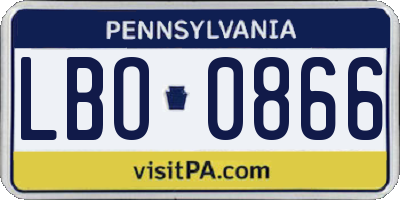 PA license plate LBO0866