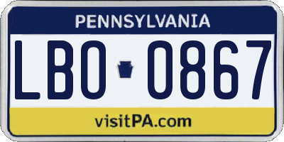 PA license plate LBO0867