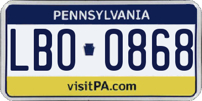 PA license plate LBO0868