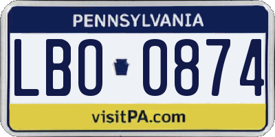 PA license plate LBO0874