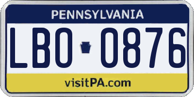PA license plate LBO0876