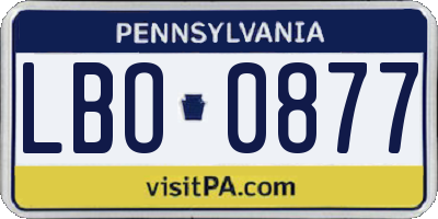 PA license plate LBO0877