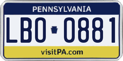 PA license plate LBO0881