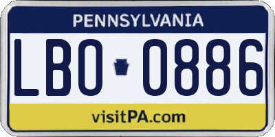 PA license plate LBO0886