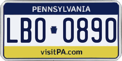 PA license plate LBO0890