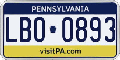 PA license plate LBO0893
