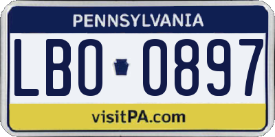 PA license plate LBO0897