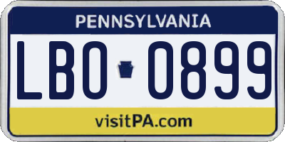 PA license plate LBO0899
