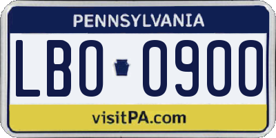 PA license plate LBO0900