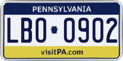 PA license plate LBO0902
