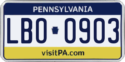 PA license plate LBO0903
