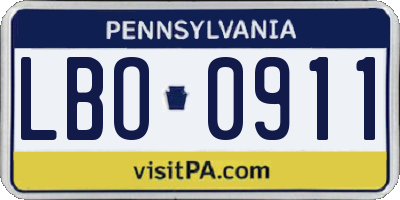 PA license plate LBO0911