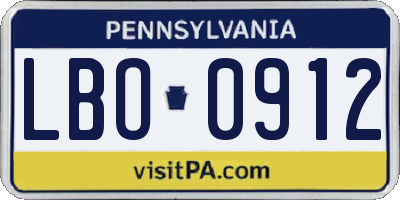 PA license plate LBO0912