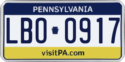 PA license plate LBO0917