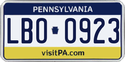 PA license plate LBO0923