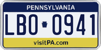 PA license plate LBO0941