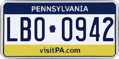 PA license plate LBO0942