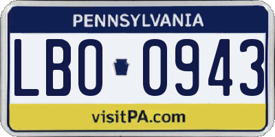 PA license plate LBO0943
