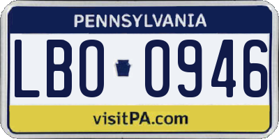 PA license plate LBO0946