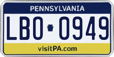 PA license plate LBO0949