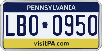 PA license plate LBO0950