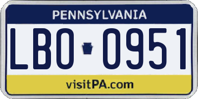 PA license plate LBO0951