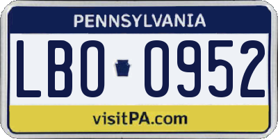 PA license plate LBO0952