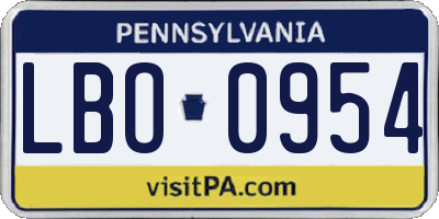 PA license plate LBO0954