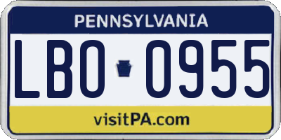 PA license plate LBO0955