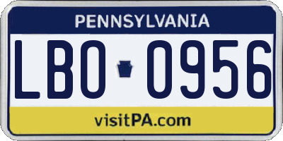PA license plate LBO0956