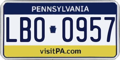 PA license plate LBO0957