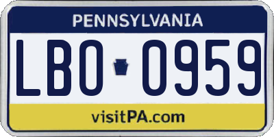 PA license plate LBO0959