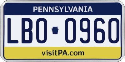 PA license plate LBO0960
