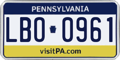 PA license plate LBO0961