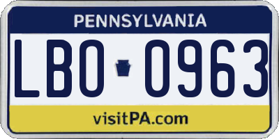 PA license plate LBO0963