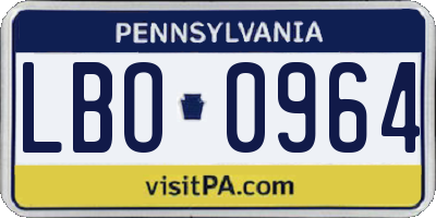 PA license plate LBO0964