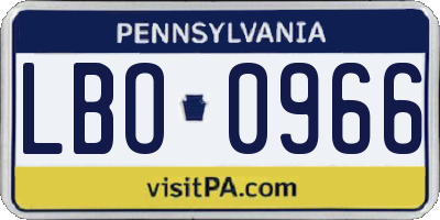 PA license plate LBO0966